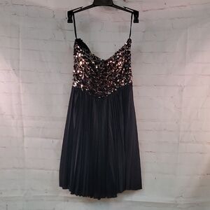4/$20 As U Wish Gold and Black Babydoll Mini Dress